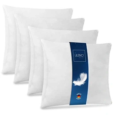 Afbeelding van LILENO HOME Verenkussen 60x60 cm, set van 4, kussen 60 x veren als hoofdkussen, slaapkussen en bedkussen, perfect voor mensen met een allergie kinderen, 850 g