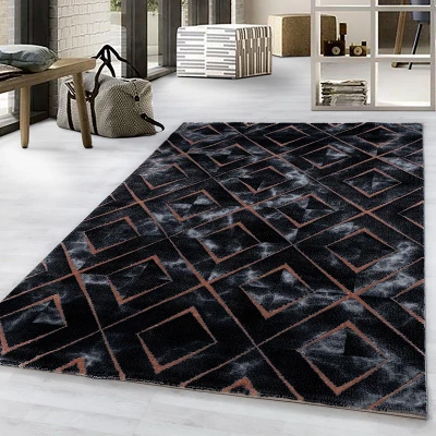 Afbeelding van Modern vloerkleed Marble Square Antraciet/Bruin 140x200cm Adana Carpets