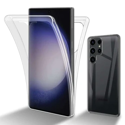 Afbeelding van Cadorabo Hoesje geschikt Voor Samsung Galaxy S23 ULTRA in TRANSPARANT 360 Full Body Case Cover Beschermhoes en achterbescherming, all round bescherming met displaybescherming