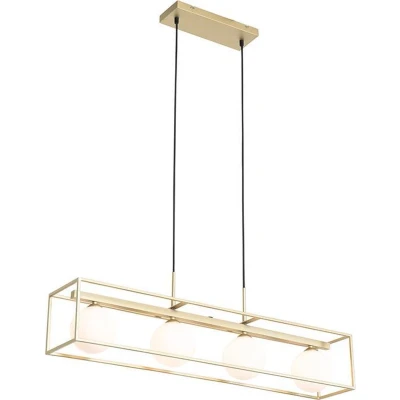 Afbeelding van QAZQA Design hanglamp goud met wit glas 4 lichts Aniek