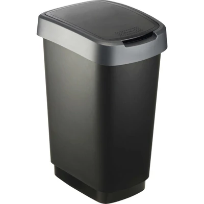 Afbeelding van AFVALBAK 25L RH ZIL/ZWA TWIST