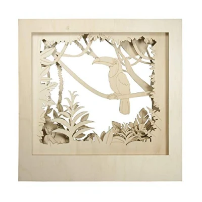 Afbeelding van Rayher 62856505 houten bouwset, grote 3D motieflijst Tukan, FSC gecertificeerd, natuur, XL formaat 53 x cm, diepte 14,5 11 delig, om te knutselen en beschilderen