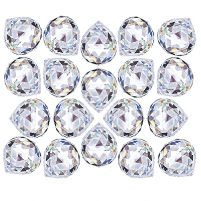 Afbeelding van Bztzhm 30 Stuks Transparante Kristallen Bal Prisma, 20 Mm Feng Shui Glazen Bol, Zonnevanger Voor Plafondlampen, Shui, Thuis De Bruiloft, Kantoordecoratie