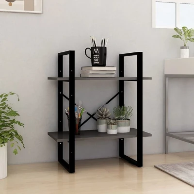 Afbeelding van Boekenkast met 2 schappen 60x30x70 cm massief grenenhout grijs