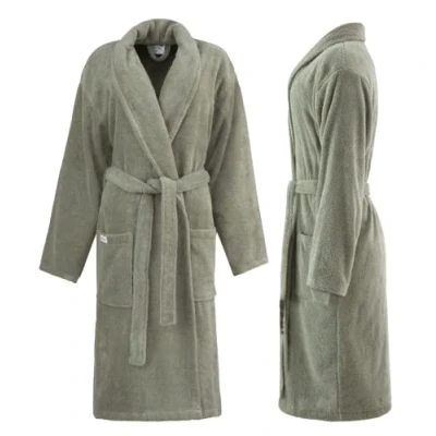 Afbeelding van PandaHome Badjas voor dames en heren van 100% katoen, ochtendjas, badstof, behaaglijk, warm sneldrogend, zacht, absorberend, badjassen 400 g/m², groen, M