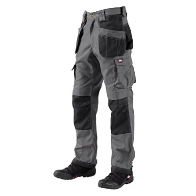 Afbeelding van Lee Cooper Heren Premium Multi &amp; Holster Pocket Kneepad werkveiligheidsbroek cargobroek, grijs/zwart, 30 inch taille grote pijpen