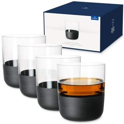 Afbeelding van Villeroy &amp; Boch Manufacture Rock whiskyglas 25 cl set van 4 Transparant