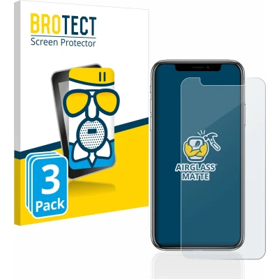 Afbeelding van BROTECT AirGlass Matte kogelwerende glasfolie (3 Stuk, Apple iPhone X), Smartphone beschermfolie, Grijs