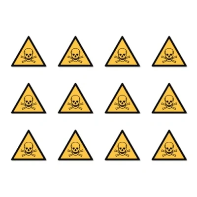 Afbeelding van Waarschuwing voor giftige stoffen: W016 DIN EN ISO 7010 / ASR A1.3 stickers: 2,5 cm, 12 stuks