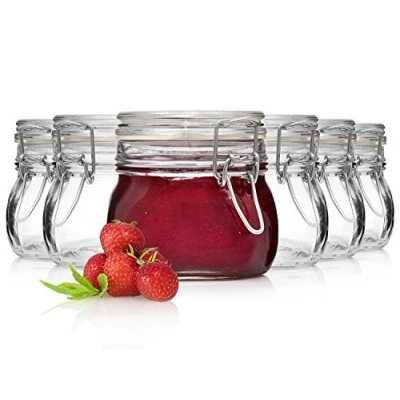 Afbeelding van Bormioli Fido, set van 6 beugelsluitglazen, 500 ml, Rocco, voorraadpotten, draadbeugelglazen, inmaakpotten, glas, transparant, x ml
