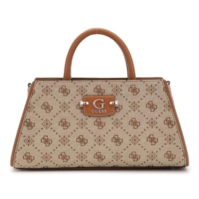 Afbeelding van GUESS handtas schoudertas Neda Girlfriend Satchel Latte Logo beige