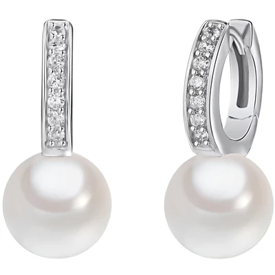 Afbeelding van Rafaela Donata Zilveren creolen Sterling Zilver Zirkonia Schelpparels in