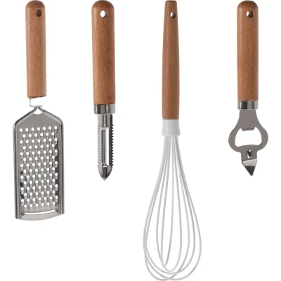 Afbeelding van Excellent Houseware 4 delige keukengerei set Opener/garde/schilmes/rasp Keuken gardes