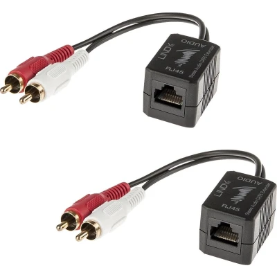 Afbeelding van Lindy 70460 2xRCA RJ45 Zwart, Rood, Wit kabeladapter/verloopstukje