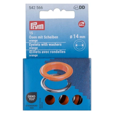 Afbeelding van Oogjes met sluitringen [15 stuks Ø 14 mm] Prym oranje/zilver metallic Oeko Tex ️ Standard 100