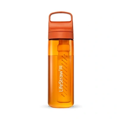 Afbeelding van LifeStraw Go serie BPA vrije waterfilterfles voor reizen en dagelijks gebruik, verwijdert bacteriën, parasieten microplastics, verbetert de smaak, 22 oz Kyoto Orange