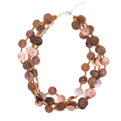 Afbeelding van Behave Bruin roze korte schelpen ketting 40 cm