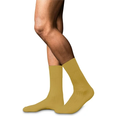 Afbeelding van FALKE No. 13 Finest Piuma Cotton herensokken okergeel (nugget) Maat: 39 40