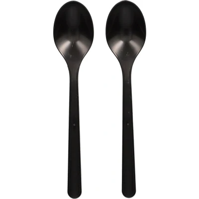 Afbeelding van Bestek van BIO PP Plastic Lepels Zwart &quot;Bio PP&quot; Extra Stevig 185mm
