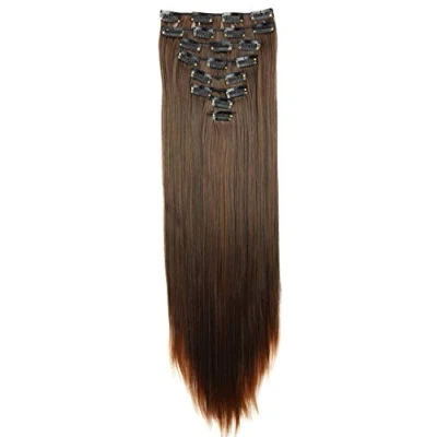 Afbeelding van CAISHA XXL 60cm 8 Delige Set Clip In Extensions Haarextensies Haarstukje Glad Bruin Mix CES12
