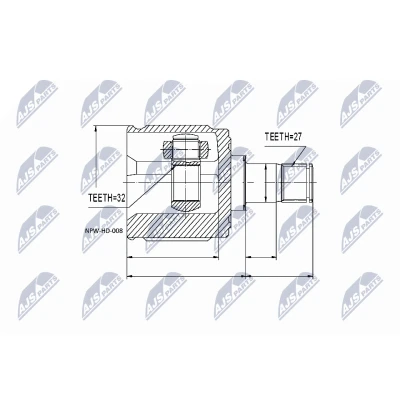 Afbeelding van Homokineet reparatie set, aandrijfas NTY NPW HD 008