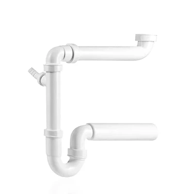 Afbeelding van kör4u Ruimtebesparende sifon 1 1/2 inch x 50 mm, wit, van kunststof, met geurafsluiting, voor spoelbak, keuken