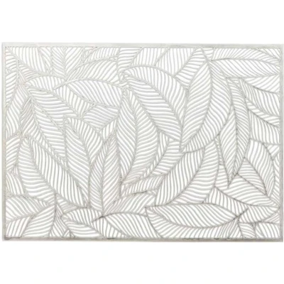 Afbeelding van Unique Living Placemat Nissa 1x zilver bladmotief 30 x 45 cm Placemats