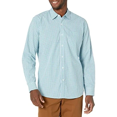 Afbeelding van Amazon Essentials Men&#039;s Casual poplin overhemd met normale pasvorm en lange mouwen, Blauw Groen Geruit, XL