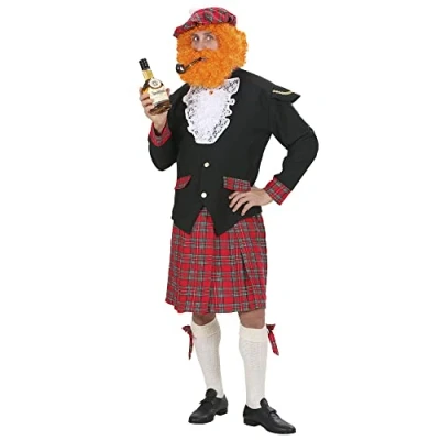 Afbeelding van Widmann Landen Thema Kostuum Schotse Man Highlander Kilt Rood, Zwart Large Carnavalskleding Verkleedkleding