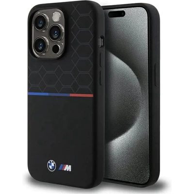 Afbeelding van BMW M Silicone Pattern Back Case (MagSafe Compatible) Geschikt voor Apple iPhone 15 Pro (6.1&quot;) Zwart