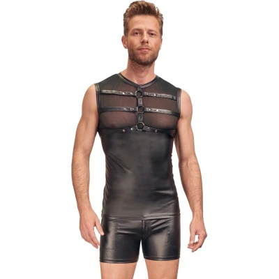 Afbeelding van Mesh Fetish Wetlook Top met Harnas