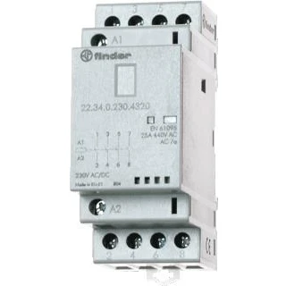 Afbeelding van Finder magneetschakelaar 35 mm 3m 1v 25a 250vac spoel 230 vac dc contactmateriaal agni mech standindicatie en led 22 34 0 1720