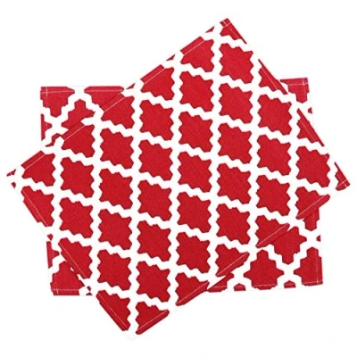 Afbeelding van Penguin Home 100% Katoen Placemats 6 Delig Set, Patroon Rood