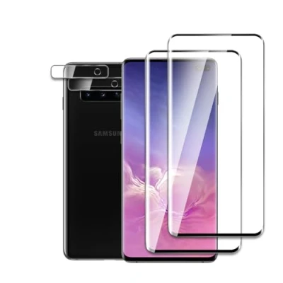 Afbeelding van Displaybeschermfolie van gehard glas, compatibel met Samsung Galaxy S10 Plus, 3D Curved Edge to Edge, hardheid 9H, schokbestendig, krasbestendig, 4 stuks