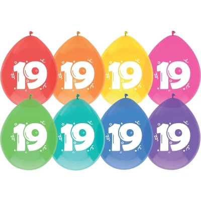 Afbeelding van Ballonnen 19 jaar 30cm 8 stuks