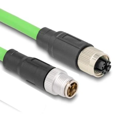Afbeelding van Delock M12 Kabel X kodiert 8 Pin Stecker zu Buchse PUR (TPU) 2 m HQ