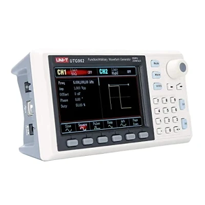 Afbeelding van UNI T UTG962E Signaalgenerator, DDS 60MHz Function Arbitrary Waveform Generator met 4,3 inch TFT LCD, 200MSa/s 2 kanaals frequentiemeter (110 240V EU Plug) Shop in Duitsland, 3 jaar garantie!