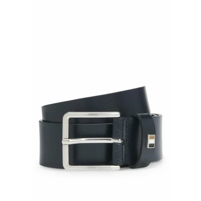 Afbeelding van BOSS Leren Riem Ther Flag E Sz35 Leather Belt W85 Dark Blue Donkerblauw