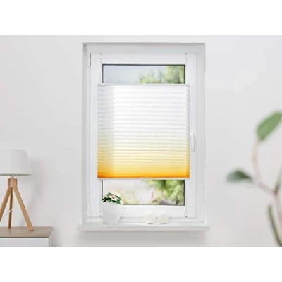 Afbeelding van K home Klemmfix geplooide kleurverloop geel 55cm x 130cm (B L)