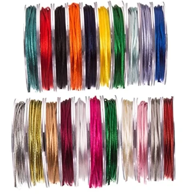 Afbeelding van SR SUPER RIBBONS®™ Full Reel 3mm Satijn Rattail Zijden Koord, 20 Meter op Wit