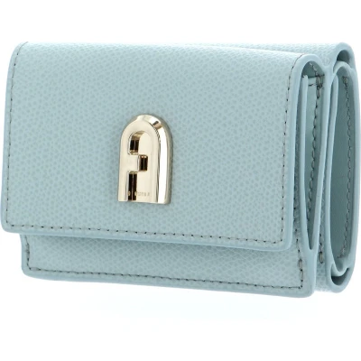 Afbeelding van FURLA Leren Portemonnee 1927 Compact Wallet Trifold Menta Turquoise