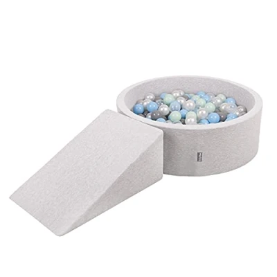 Afbeelding van KiddyMoon Schuimspeelplaats Met Rond Ballenbad (200 Ballen) Ballenbakken Voor Baby&#039;s Speelbad Hindernisbanen, Gemaakt In De EU, Lichtgrijs:Parel/Grijs/Transparant/Babyblue/Munt
