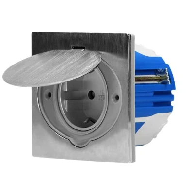 Afbeelding van ORNO AE 1397(GS) MB Stopcontact Hermetisch Inbouw RVS met winddichte inbouwdoos Schuko IP44