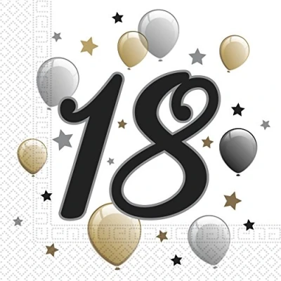 Afbeelding van Servetten 18 Jaar Ballonnen 33cm 20st