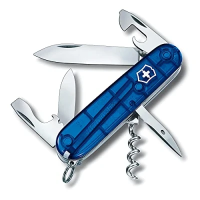 Afbeelding van Victorinox Spartan Taschenmesser, 12 Funktionen, Klinge, Korkenzieher, Dosenöffner, blau transparent