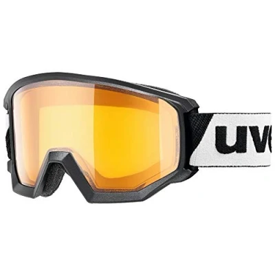 Afbeelding van uvex athletic LGL skibril voor dames en heren contrastverhogend vergroot condensvrij gezichtsveld black/lasergold lite clear one size