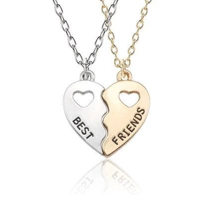 Afbeelding van Kasey Vriendschapsketting Vriendschap Cadeau Voor 2 BFF Ketting Best Friends Hartje Zilver/Goud
