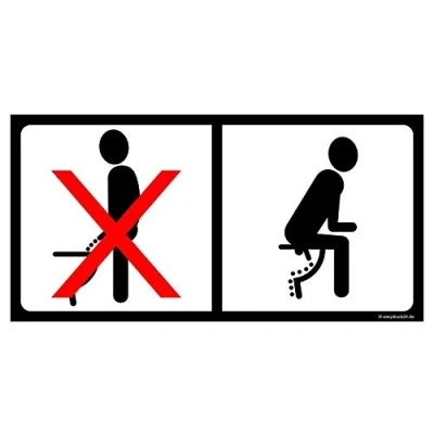 Afbeelding van iSecur wc dekselsticker, “Bitte im Sitzen pinkeln“, 20 x 10 cm, deksel sticker, sticker met pictogram voor badkamer, deksel, gastentoilet, muur, hin_096