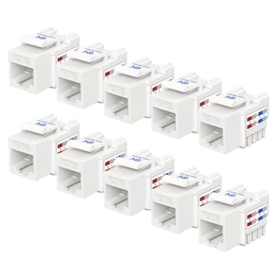 Afbeelding van Cable Matters [UL vermeld] Cat6 RJ45 Keystone aansluiting van 10 stuks (Cat 6/Cat6 Jack) wit