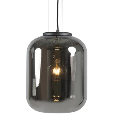 Afbeelding van QAZQA Smart hanglamp zwart met smoke glas incl. WiFi A60 Bliss